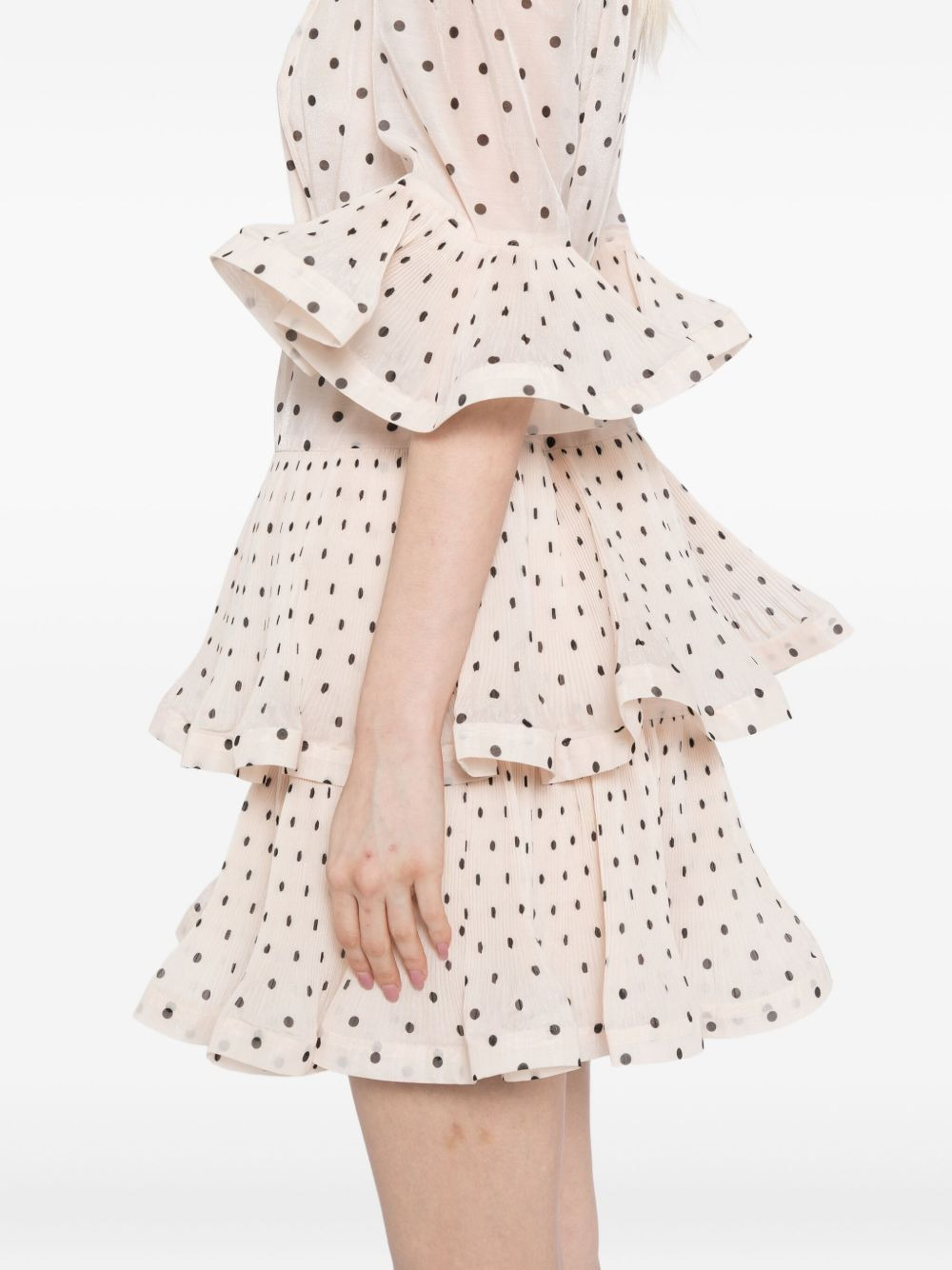 pleated polka dot mini dress - 5