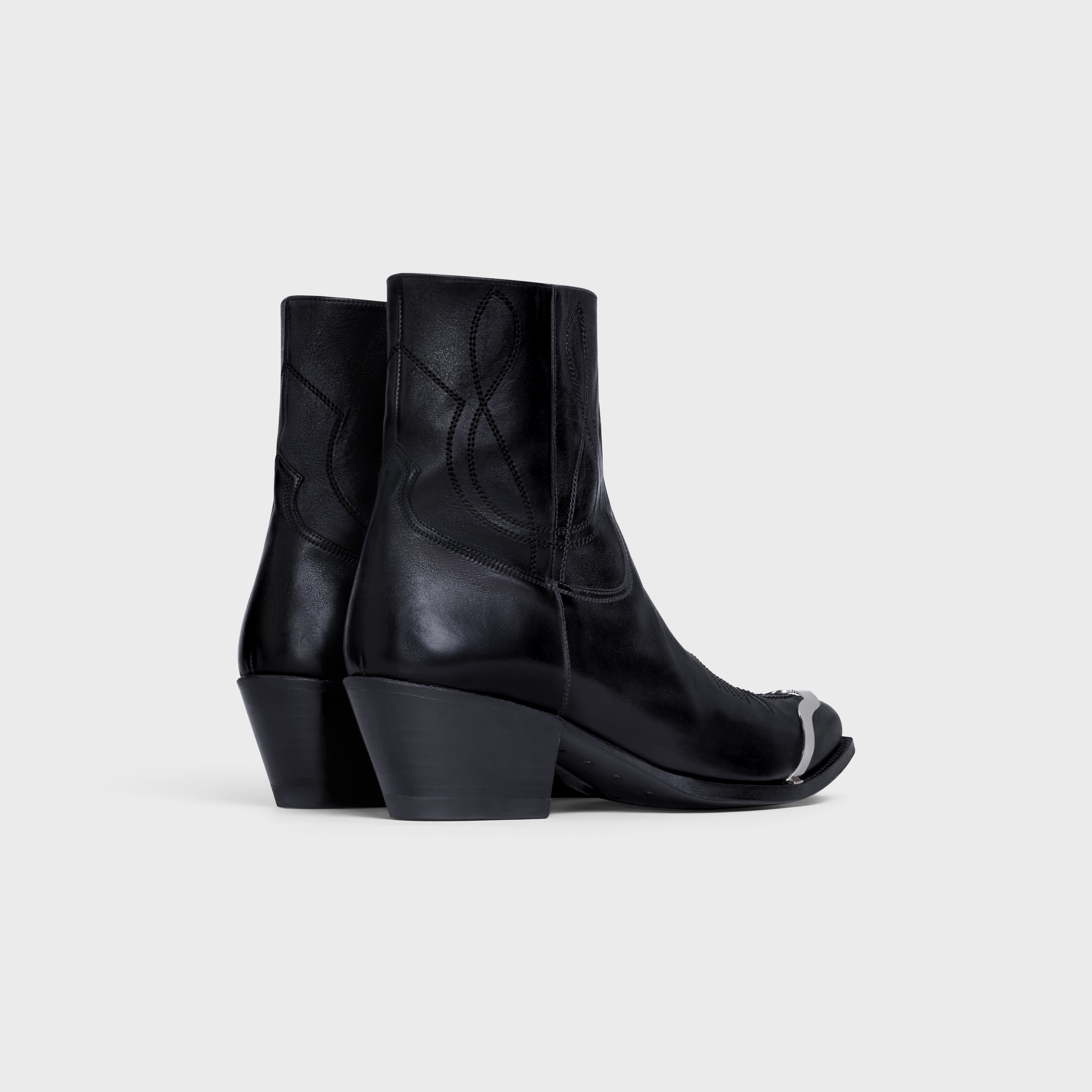 CELINE WESTERN ZIPPED BOOTS WITH METAL CAP TOE in Calfskin - 3
