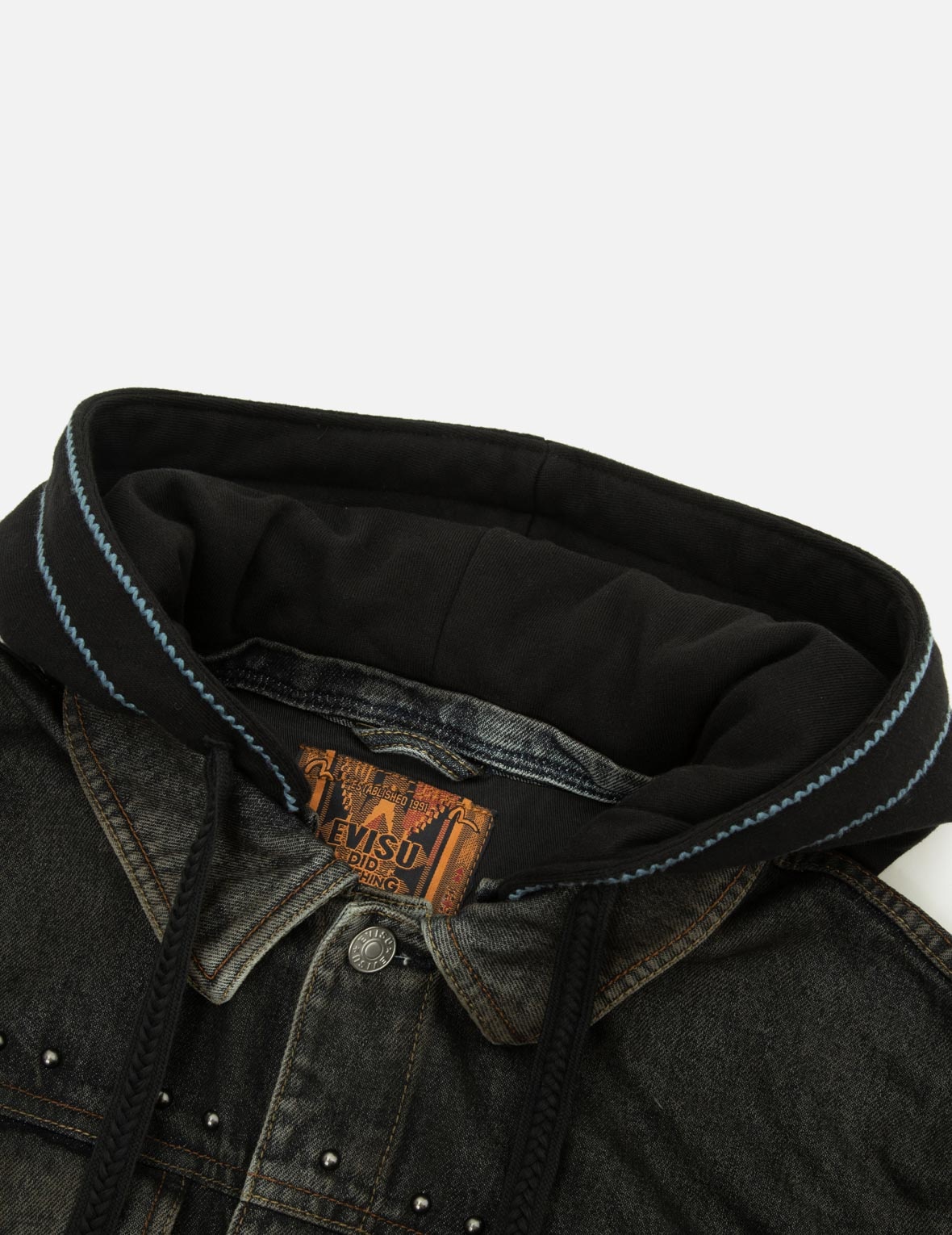 ETHNIC-INSPIRED WHEEL OF WISDOM PRINT AND EMBROIDERY RELAX FIT DENIM JACKET - 9