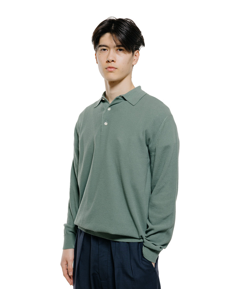 BEAMS PLUS Pique Polo 14G L/S Olive outlook