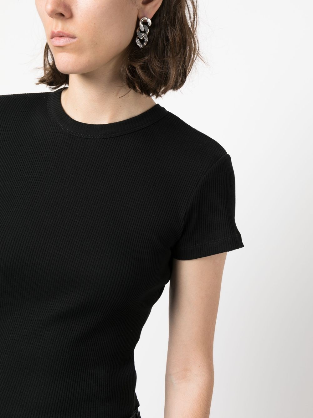 crew-neck fine-ribbed T-shirt - 5