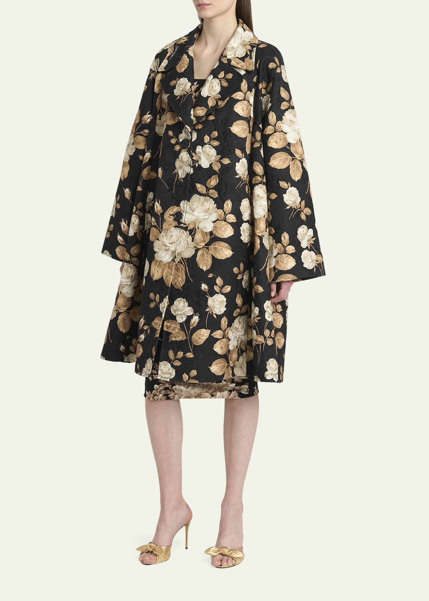 Floral Print Crinkle Coat - 4