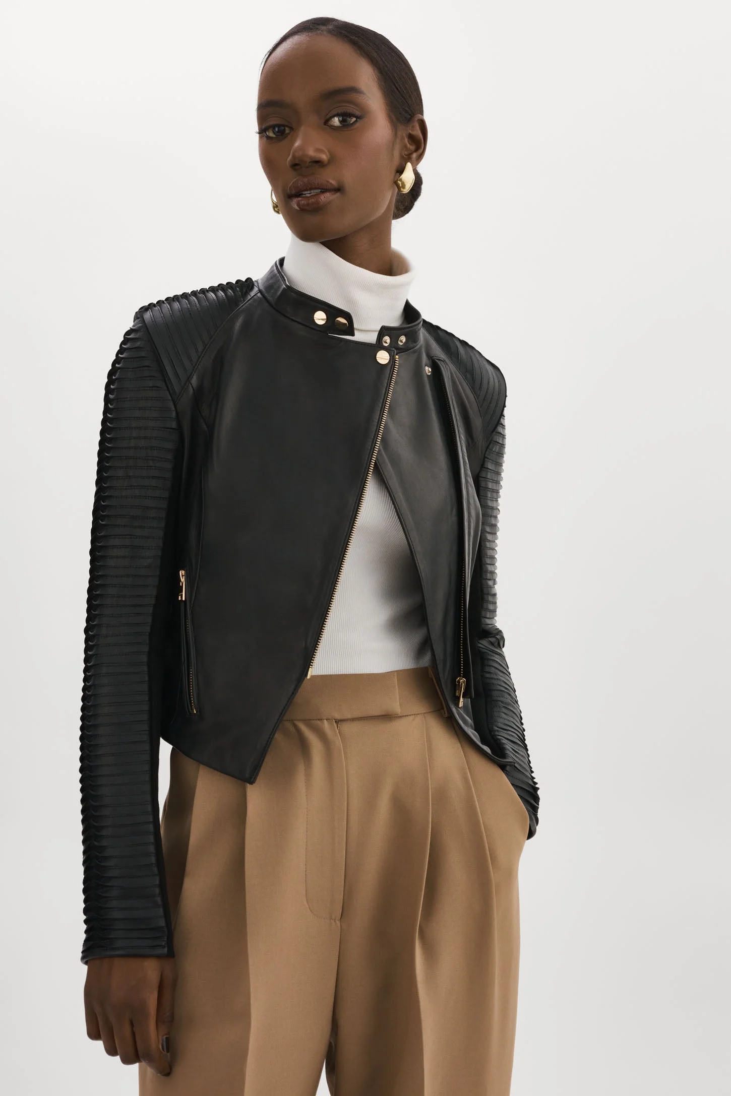 AZRA GOLD | Leather Biker Jacket - 1