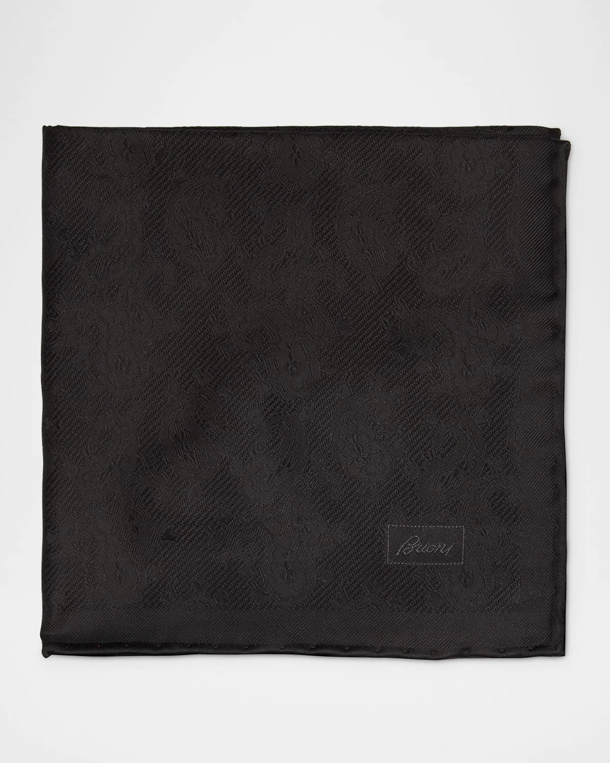 Men's Solid Paisley Jacquard Silk Pocket Square - 1