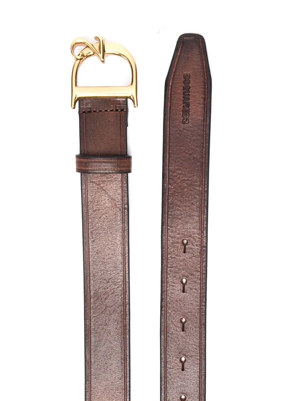 logo-buckle leather belt - 2