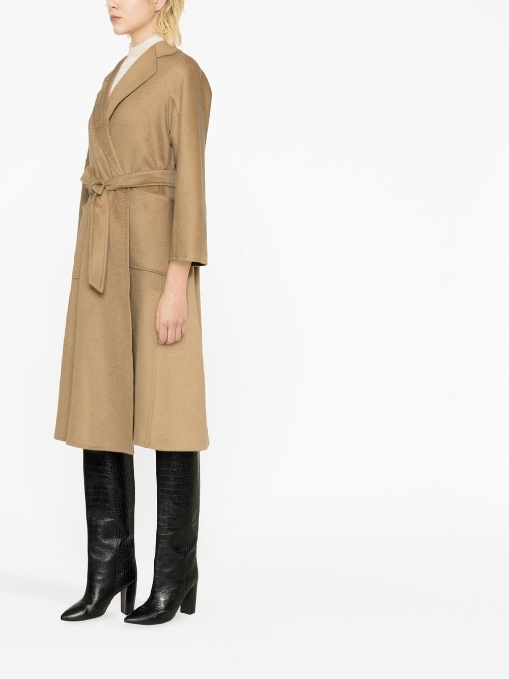 belted cashmere trench coat - 3