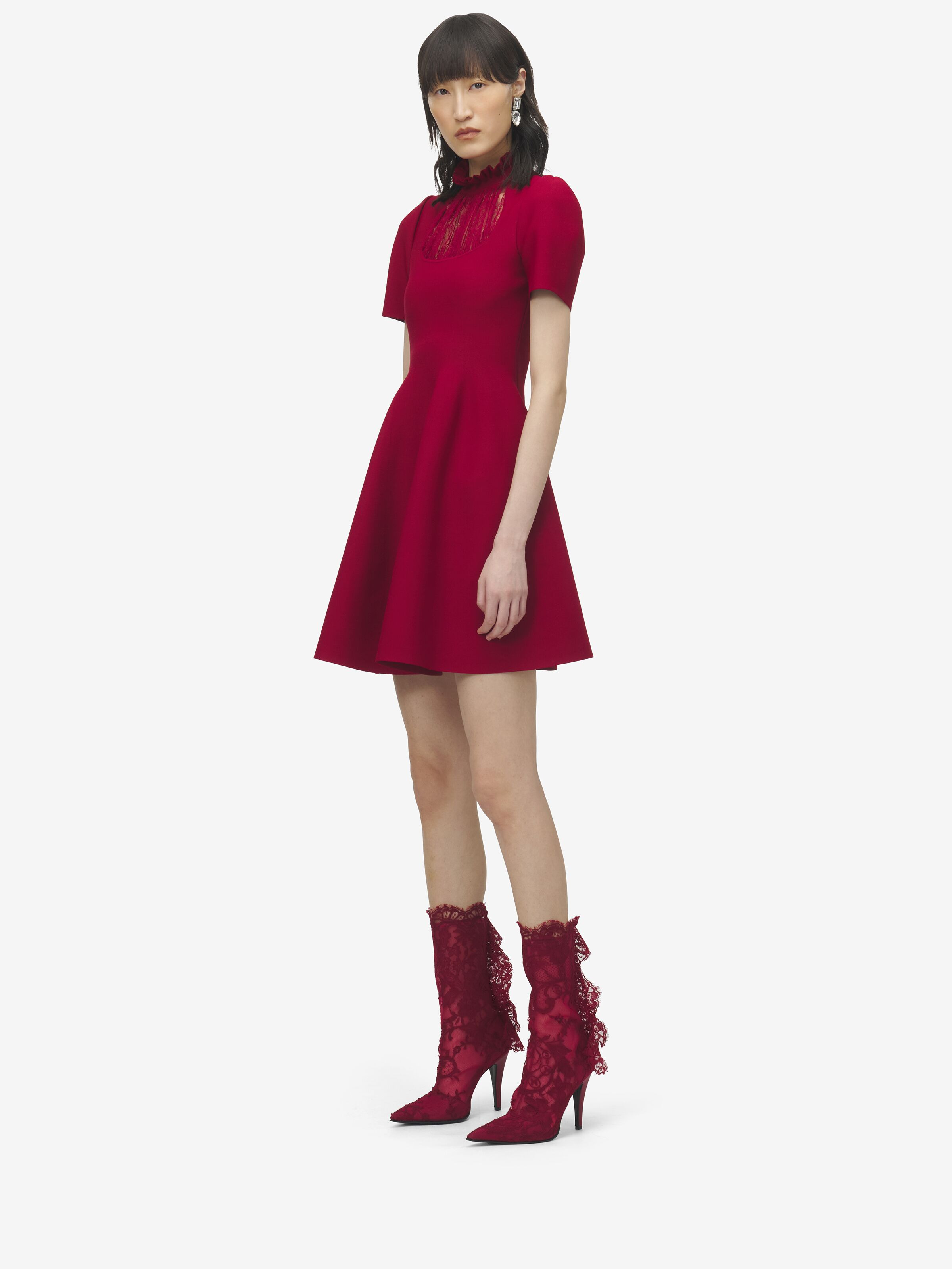 Lace Panel Mini Dress - 3