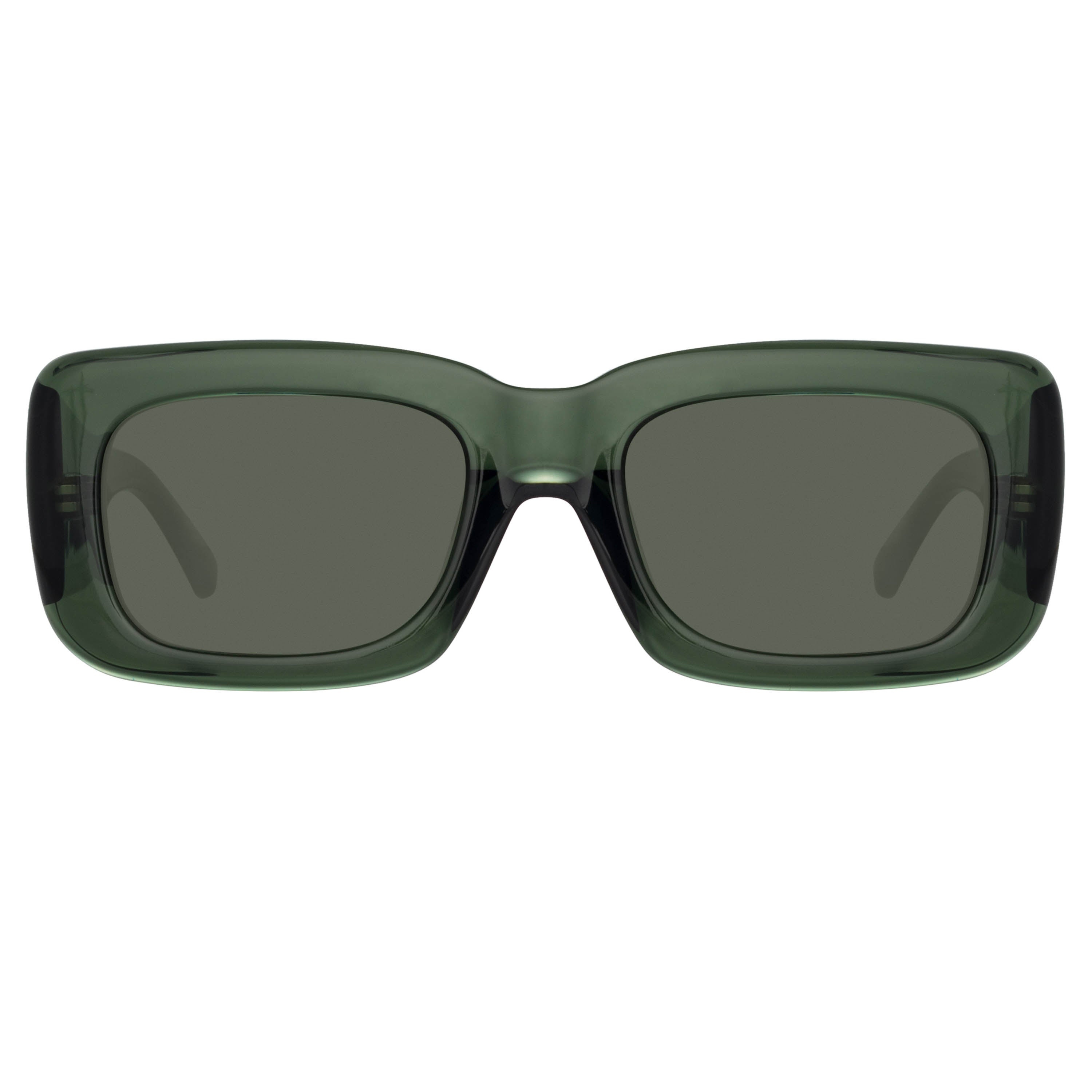 THE ATTICO MARFA RECTANGULAR SUNGLASSES IN MILITARY GREEN - 1