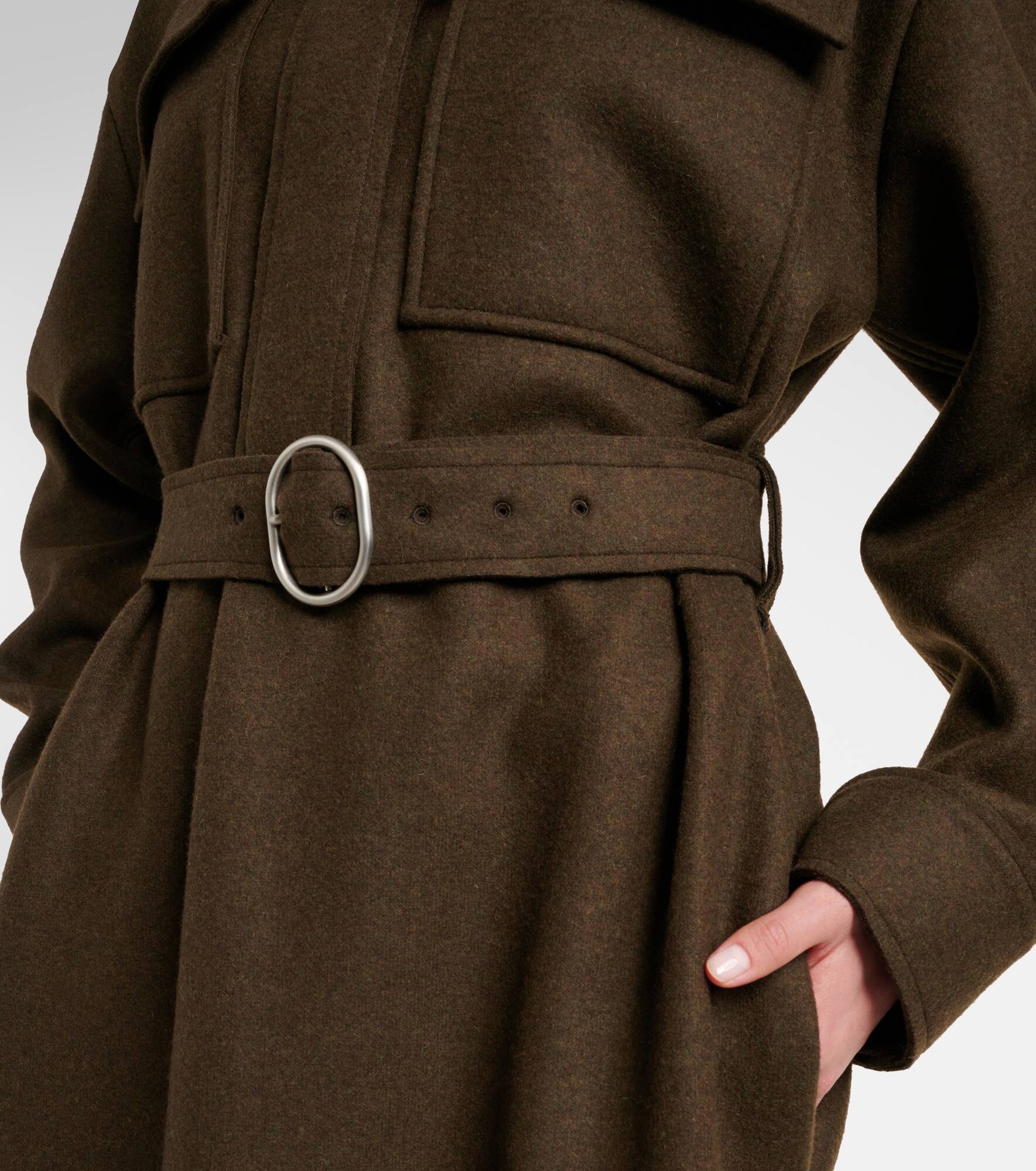 Belted wool-blend shirt dress - 5