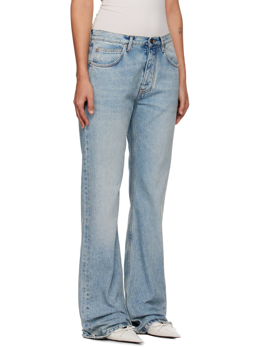 バレンシアガ ローウエストのブルージーンズ BALENCIAGA Blue Low Waist Straight Jeans | REVERSIBLE