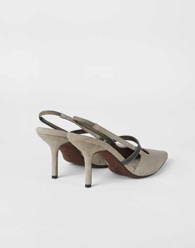 Brunello Cucinelli Suede heels with precious strap outlook