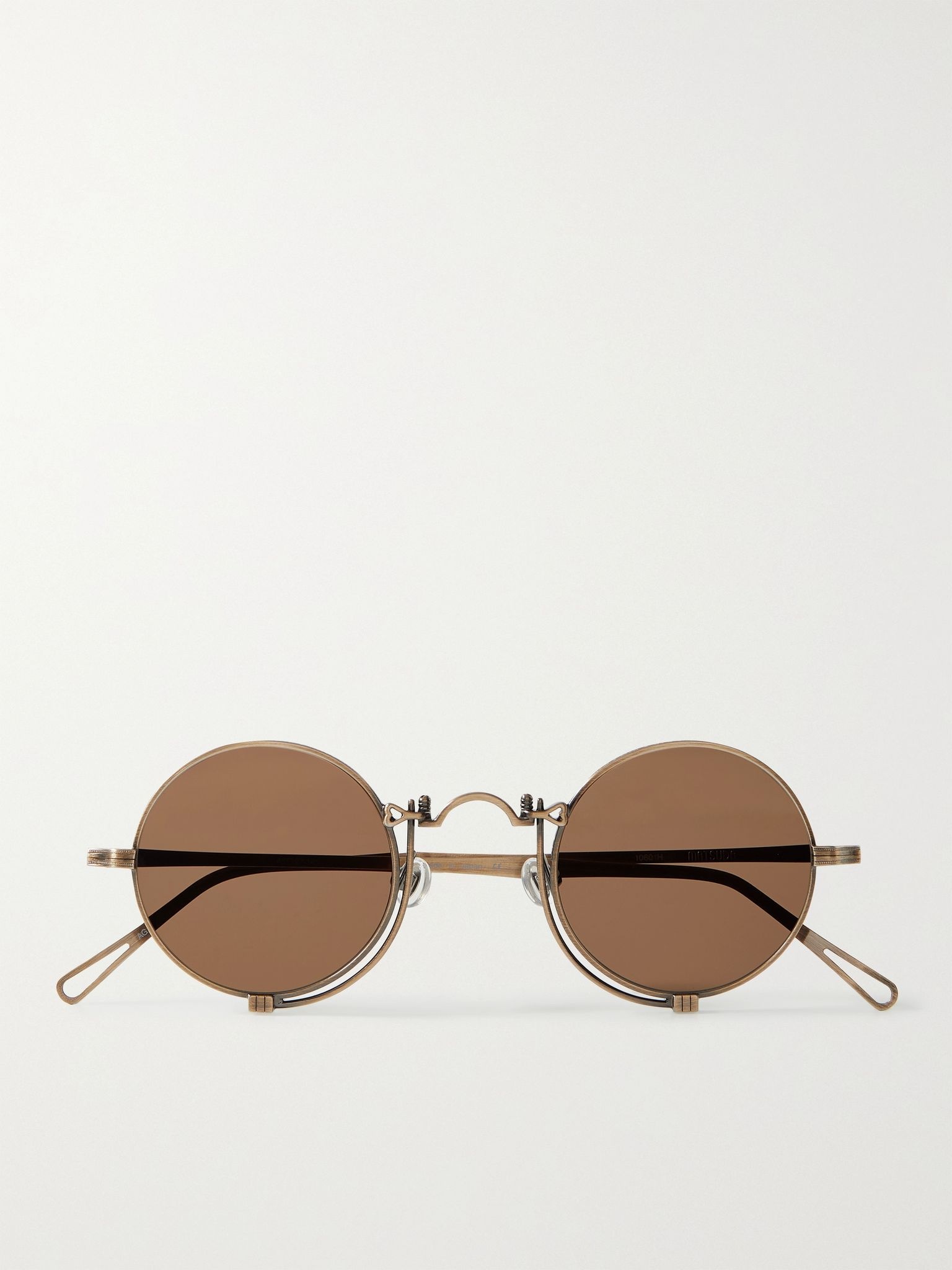 Round-Frame Gold-Tone Titanium Sunglasses - 1