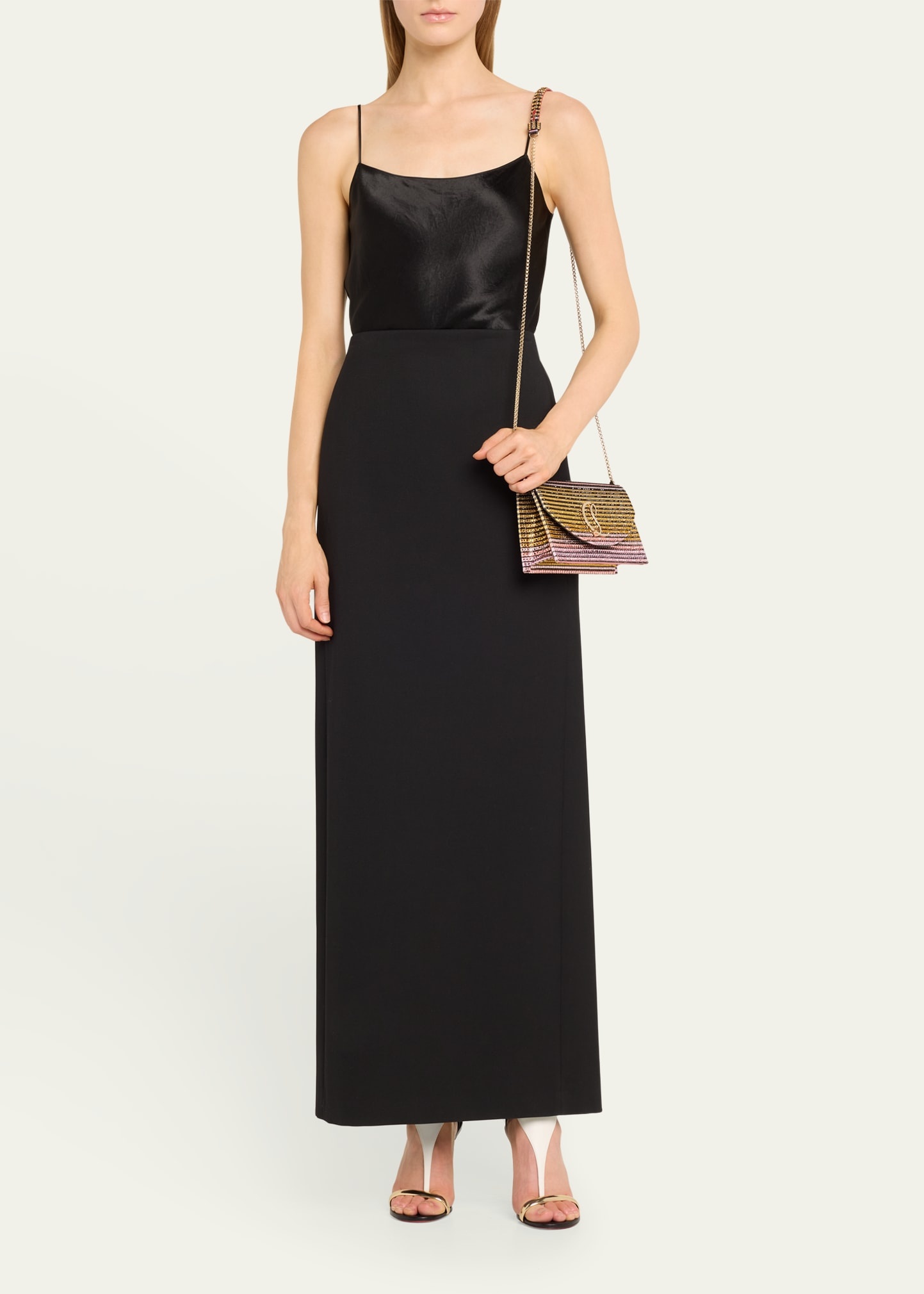 Loubi54 Wallet on Chain in Strass Crepe Satin - 5