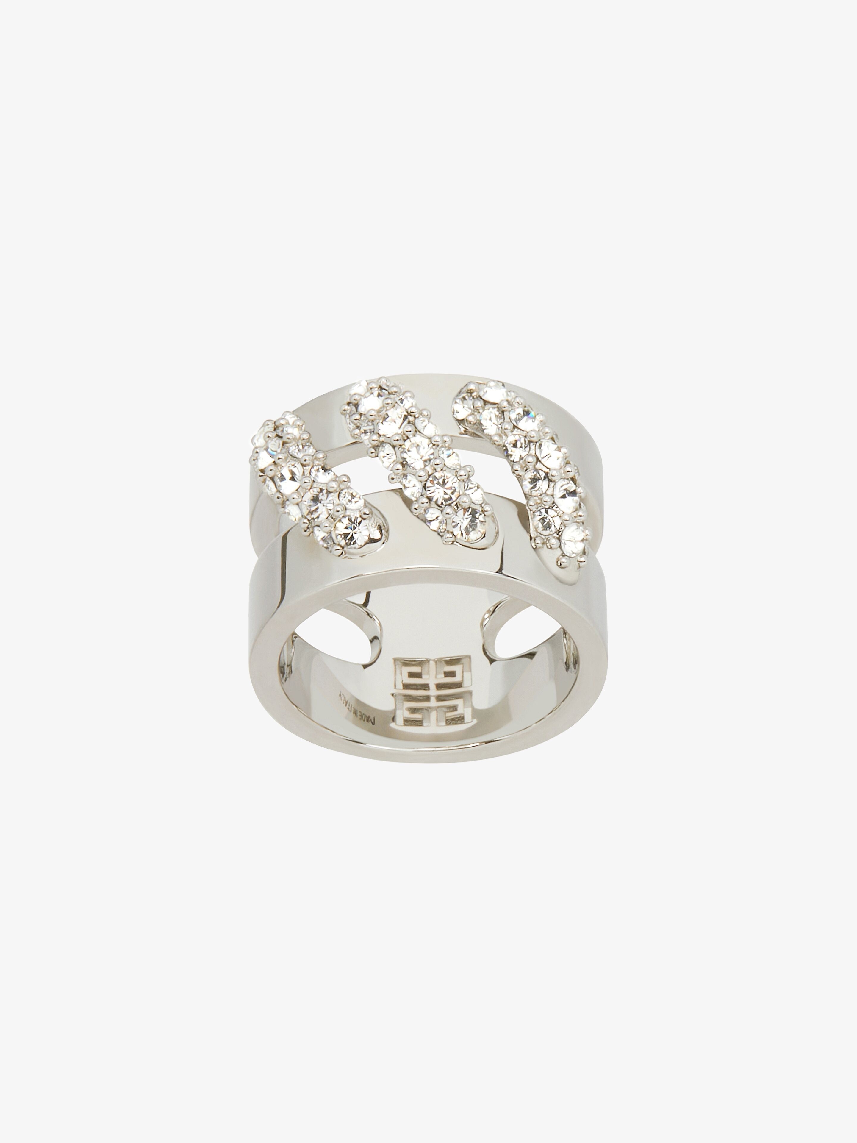 STITCH RING IN METAL WITH CRYSTALS - 4