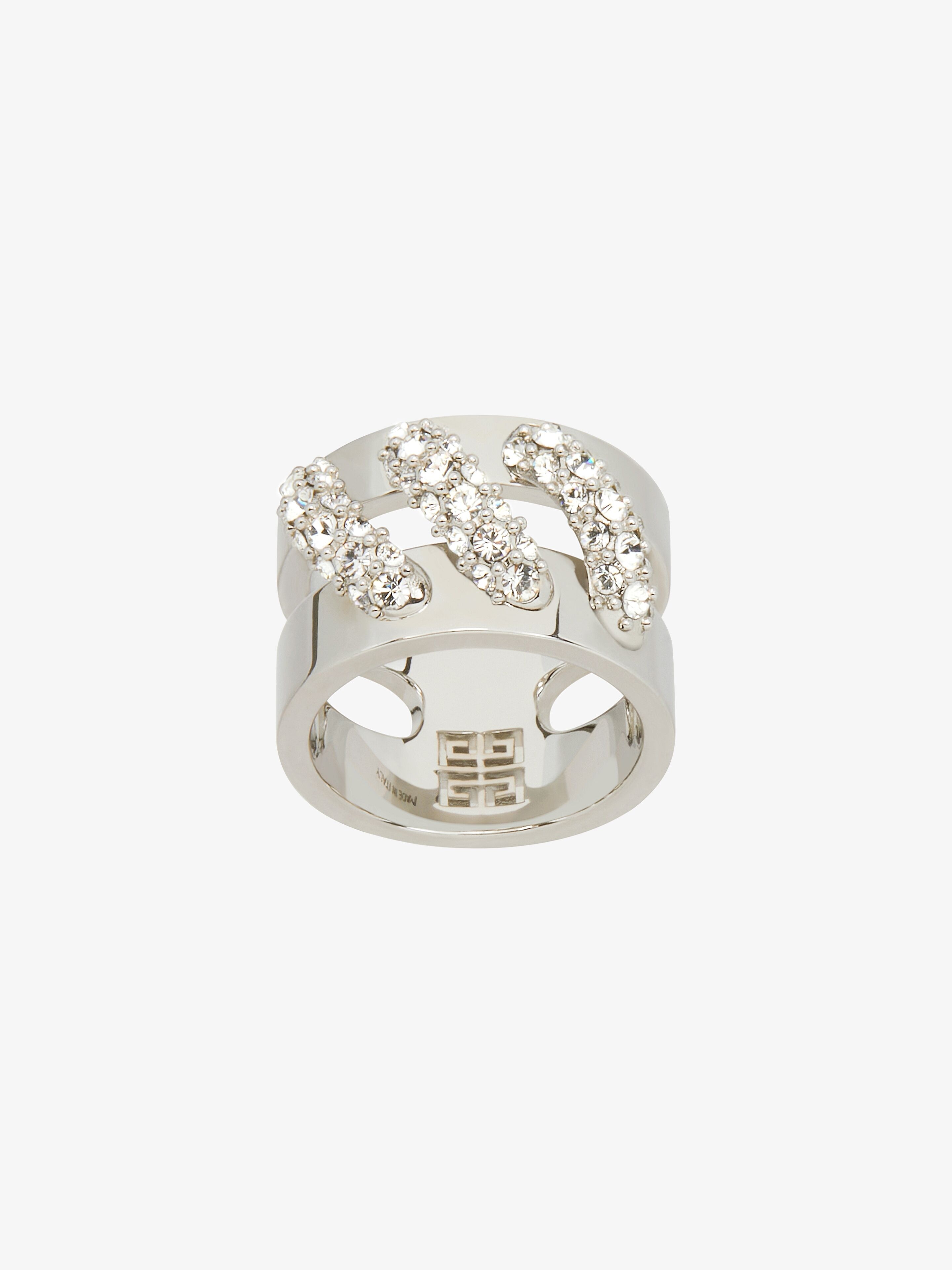 STITCH RING IN METAL WITH CRYSTALS - 2