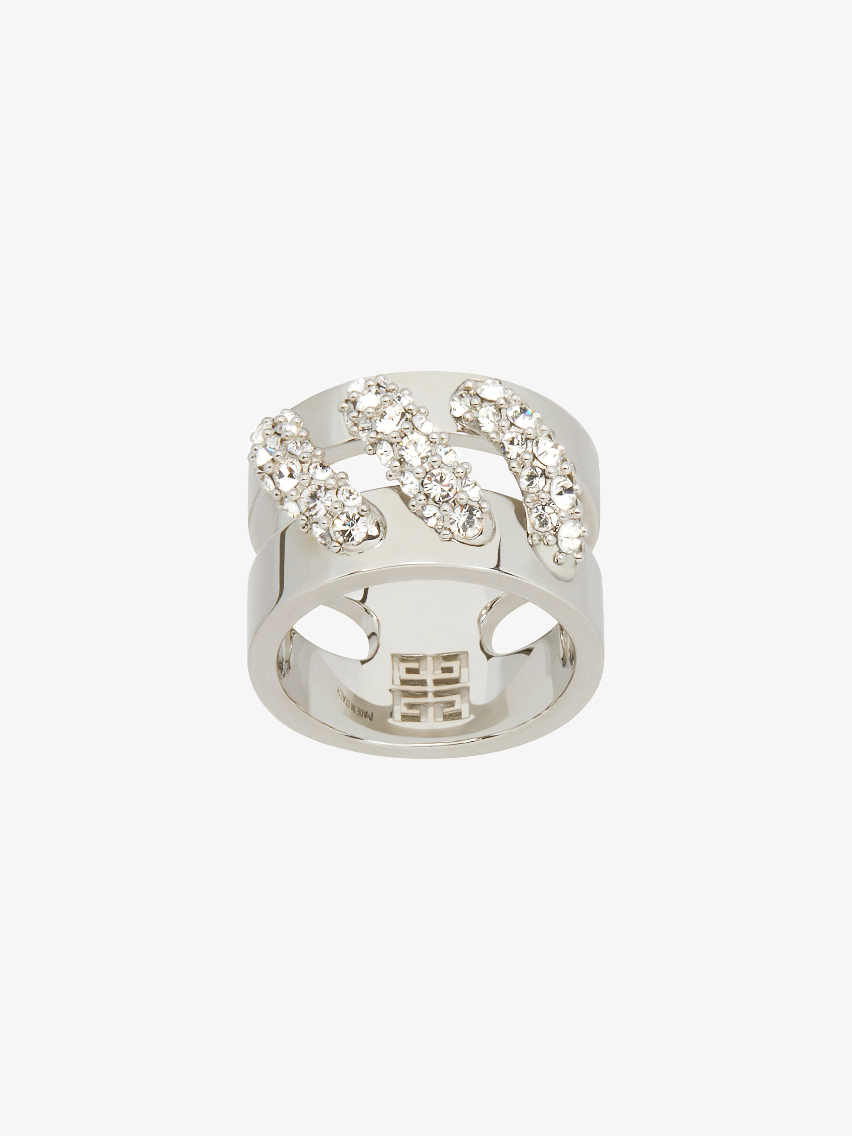 Givenchy STITCH RING IN METAL WITH CRYSTALS