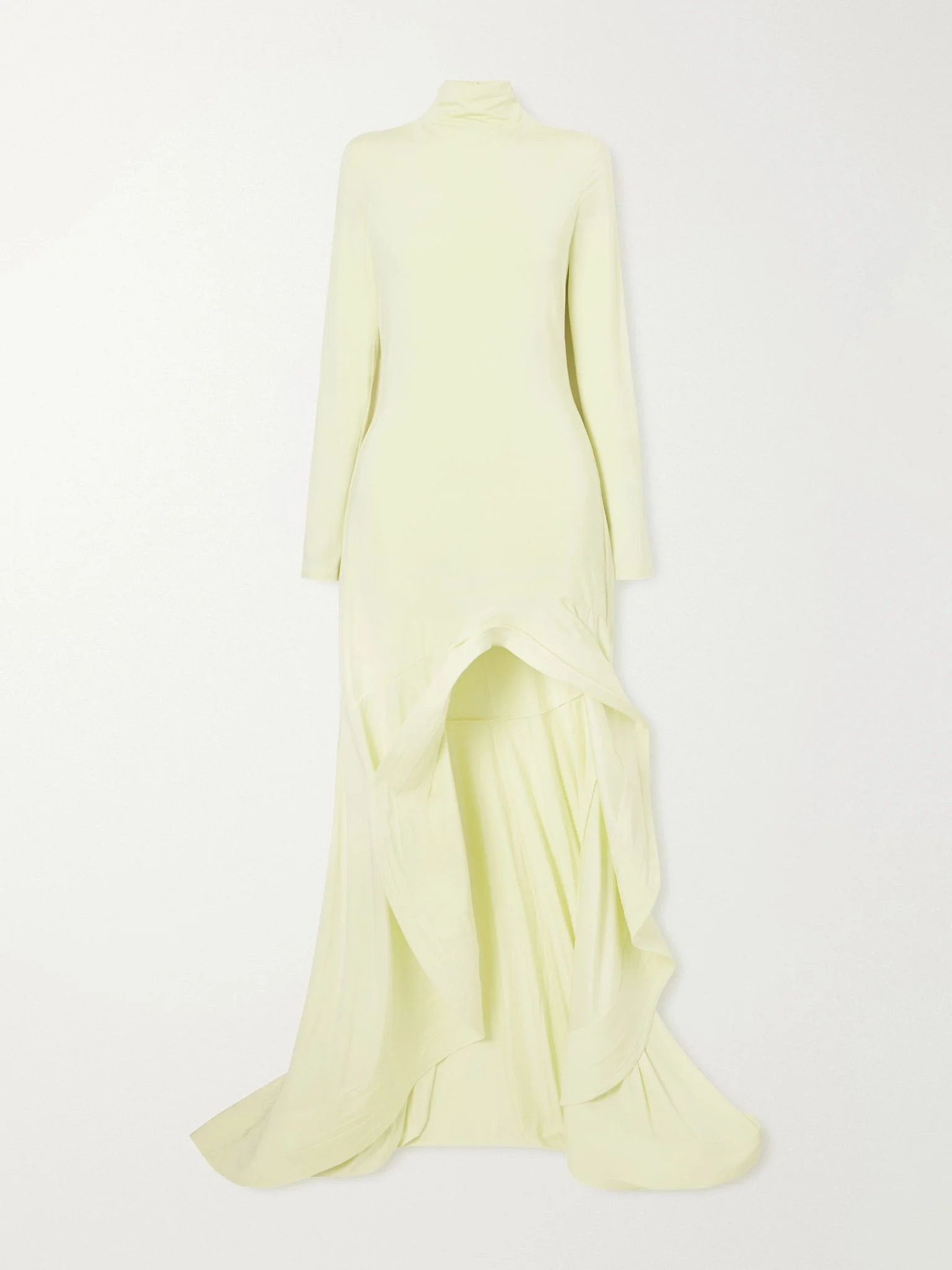 Asymmetric crepe jersey dress Pastel yellow - 1