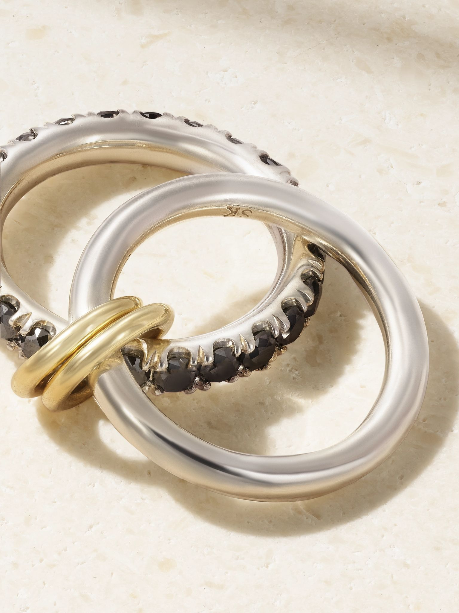 Enzo set of two 18-karat gold, sterling silver and diamond rings Silver - 4