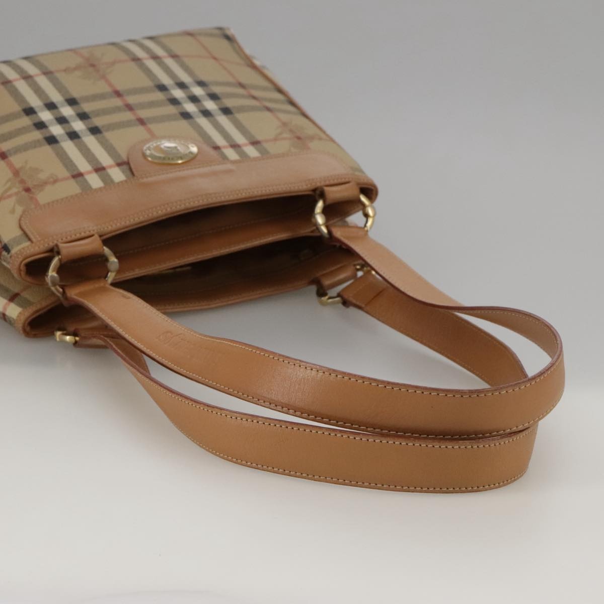 Burberry Nova Check Shoulder Bag Pvc Beige Gold - 7