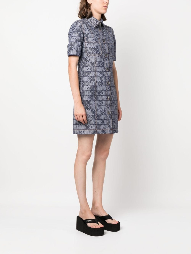 logo-jacquard denim mini dress 3