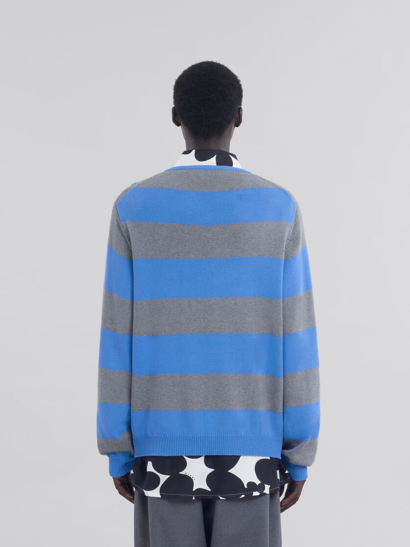 BLUE STRIPE SWEATER WITH ARGYLE MOTIF - 3