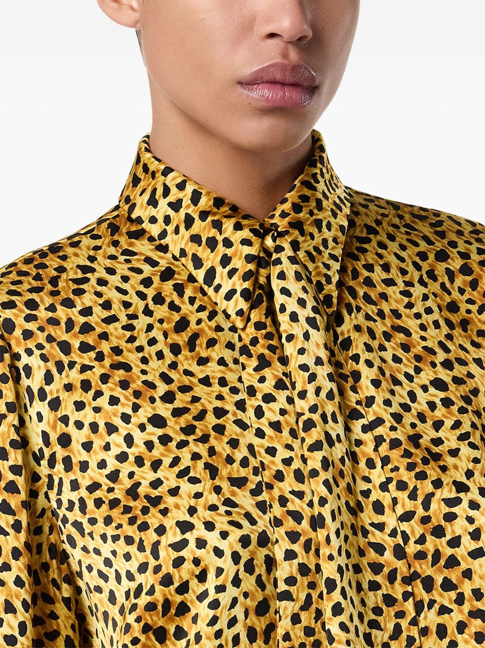 cheetah-print tie-neck blouse - 5