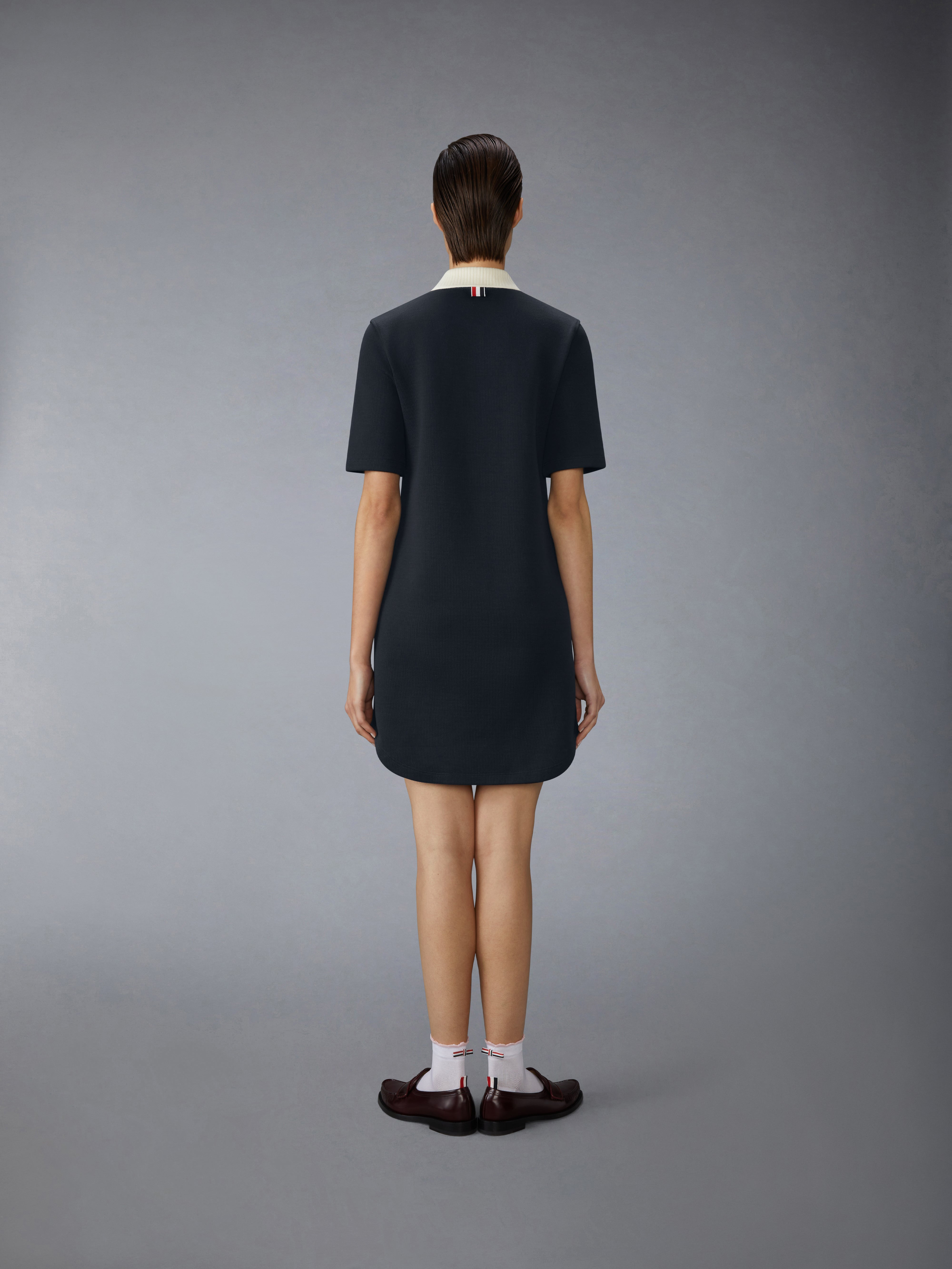 SOLID DOUBLE FACE KNIT POLO DRESS - 4