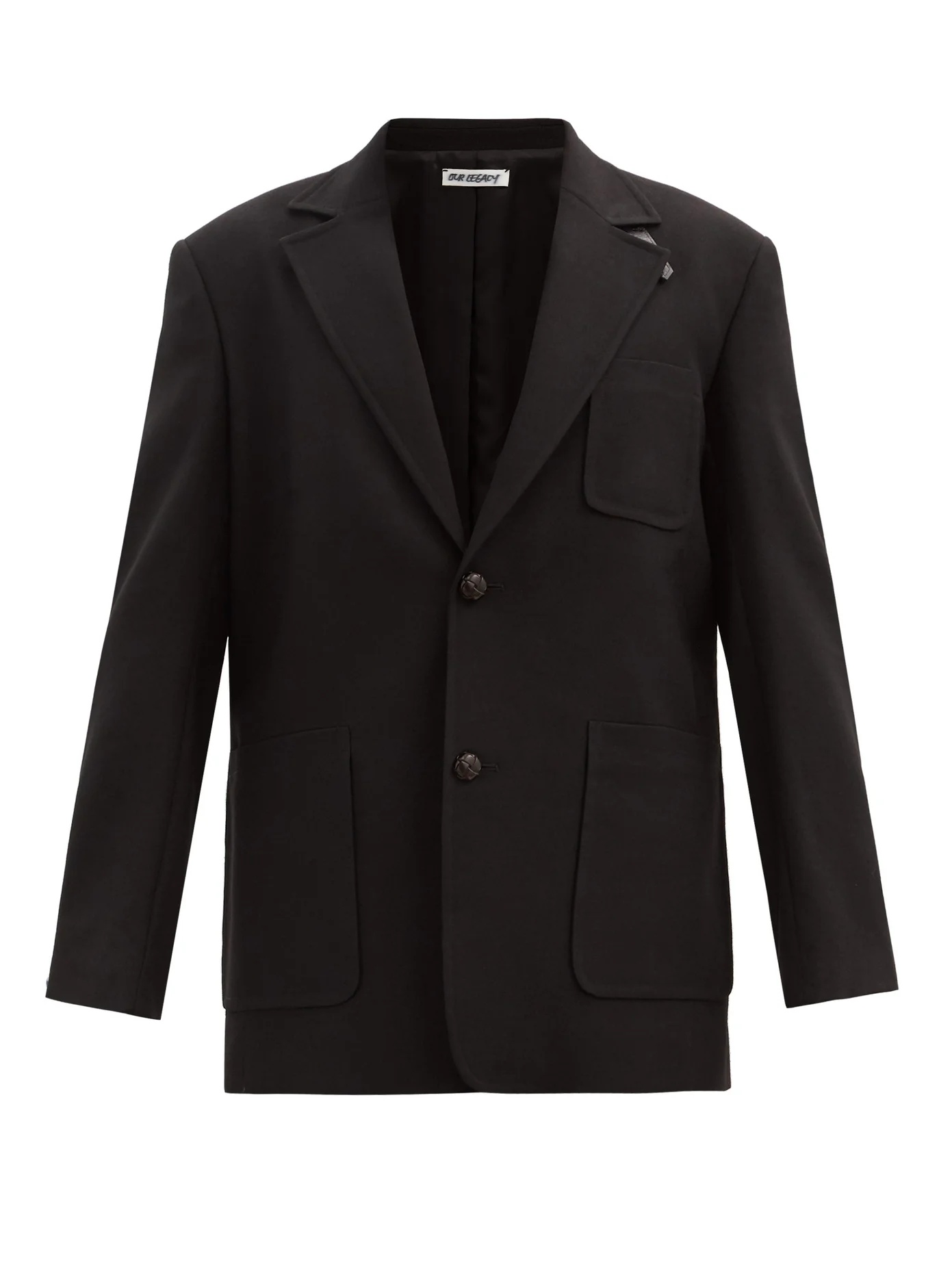 Patch pocket single-breasted wool suit jacket - 1