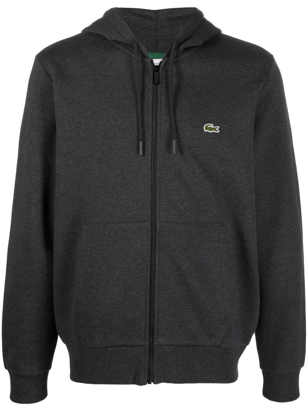 logo-embroidered zip-up hoodie - 1