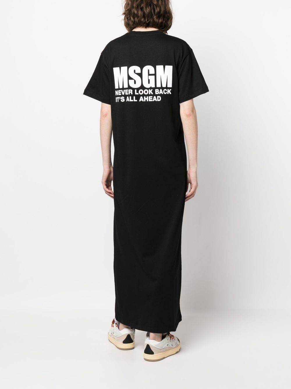 logo-print T-shirt maxi dress - 4