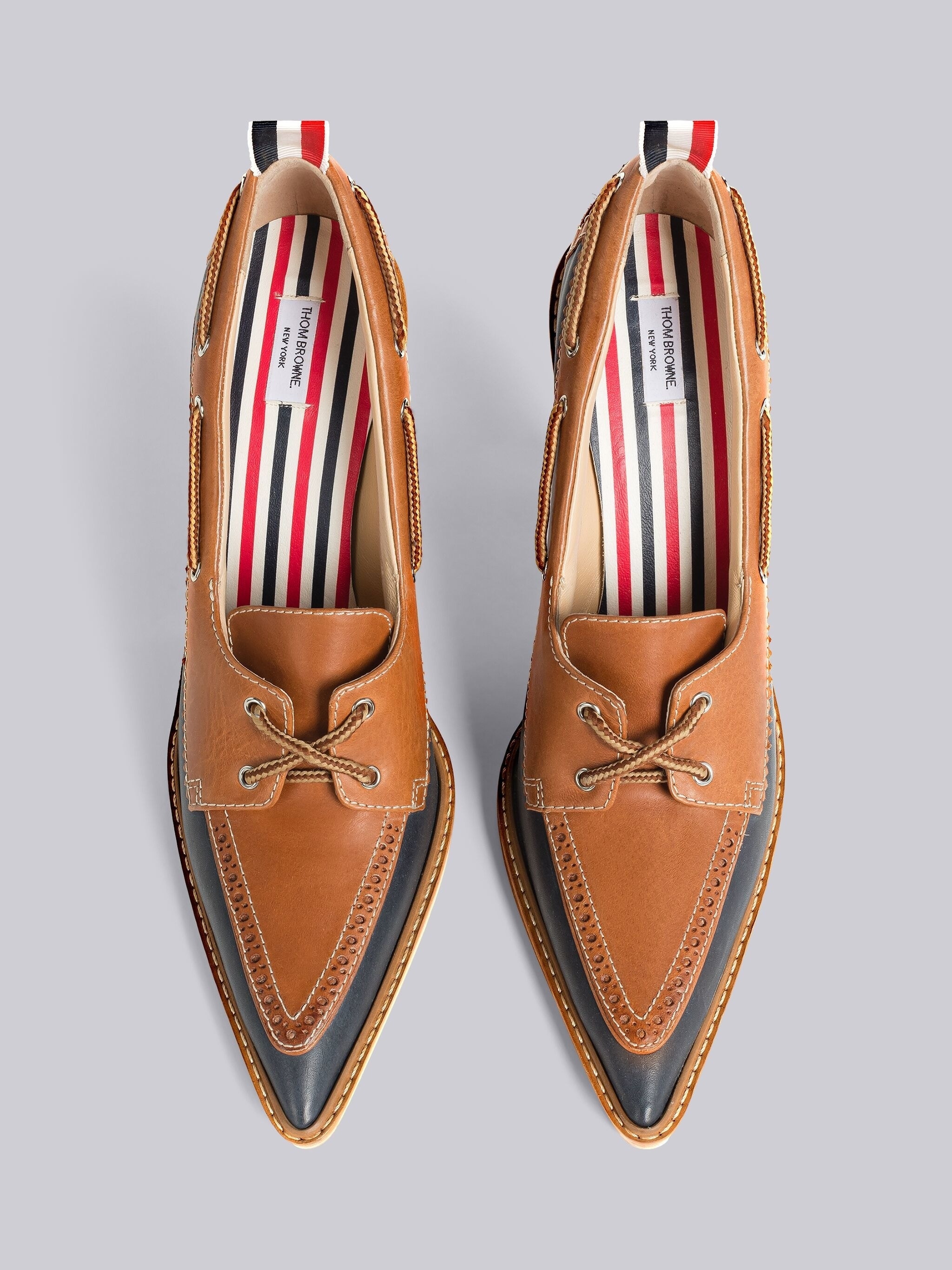 Vacchetta Leather Curved Heel Boat Shoe - 4