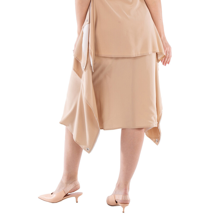 Burberry Soft Fawn Thea Silk Crepe De Chine Midi Skirt - 5