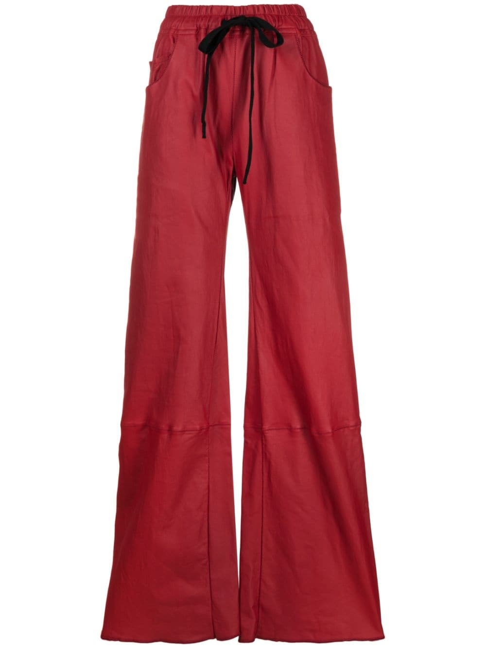 wide-leg leather drawstring trousers - 1