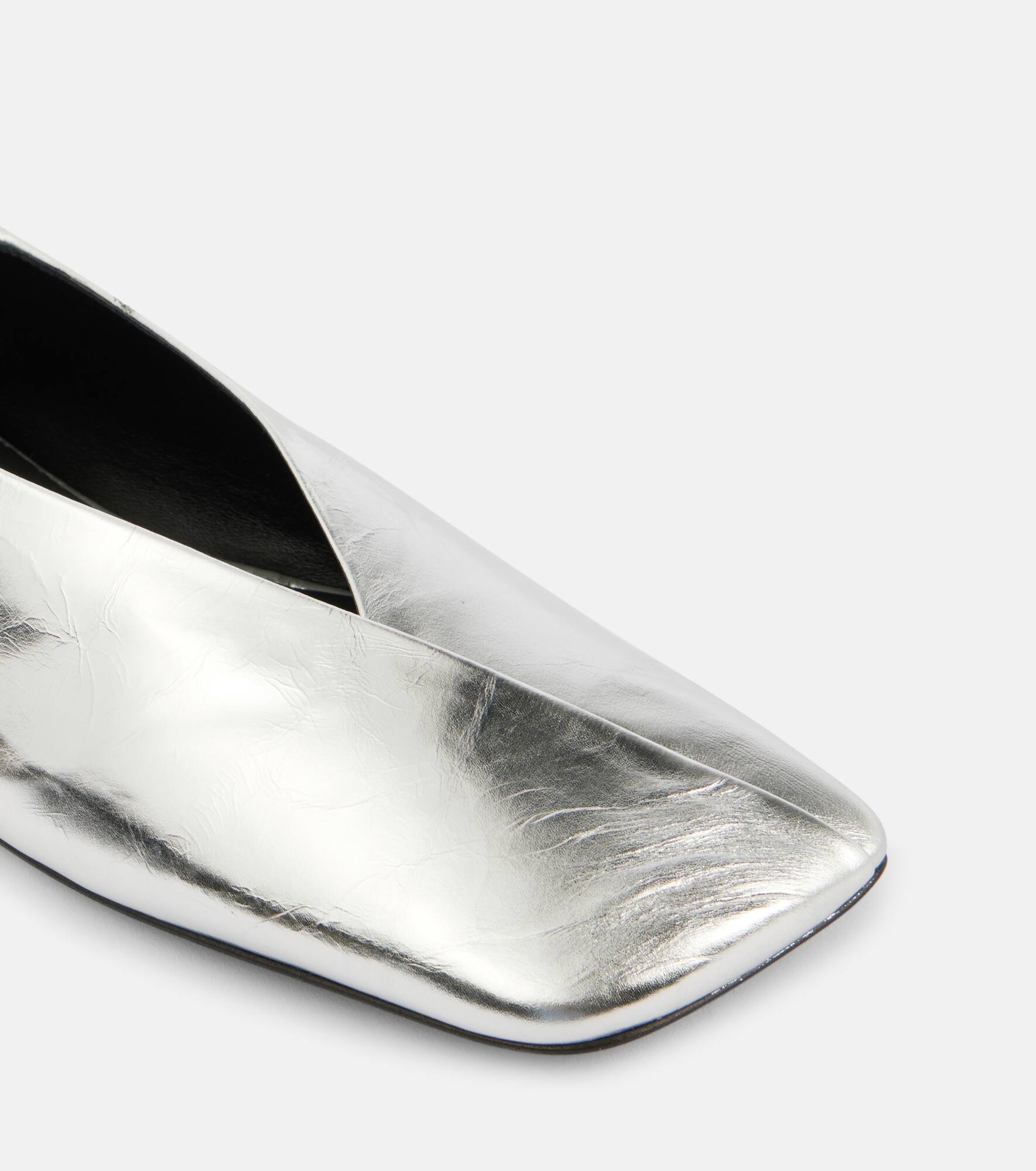 Metallic leather ballet flats - 6