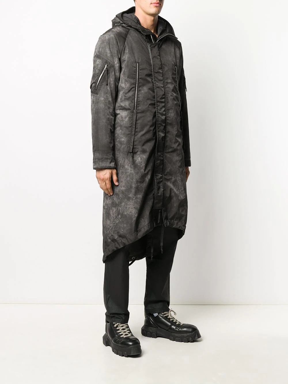 faded parka coat - 3