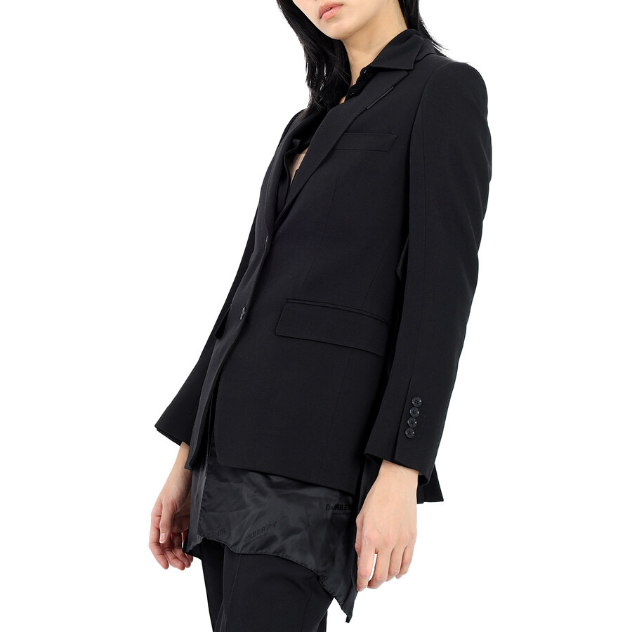 Open Box - Burberry Black Wool Logo Panel Detail Tailored Jacket, Brand Size 6 (US Size 4) - 4