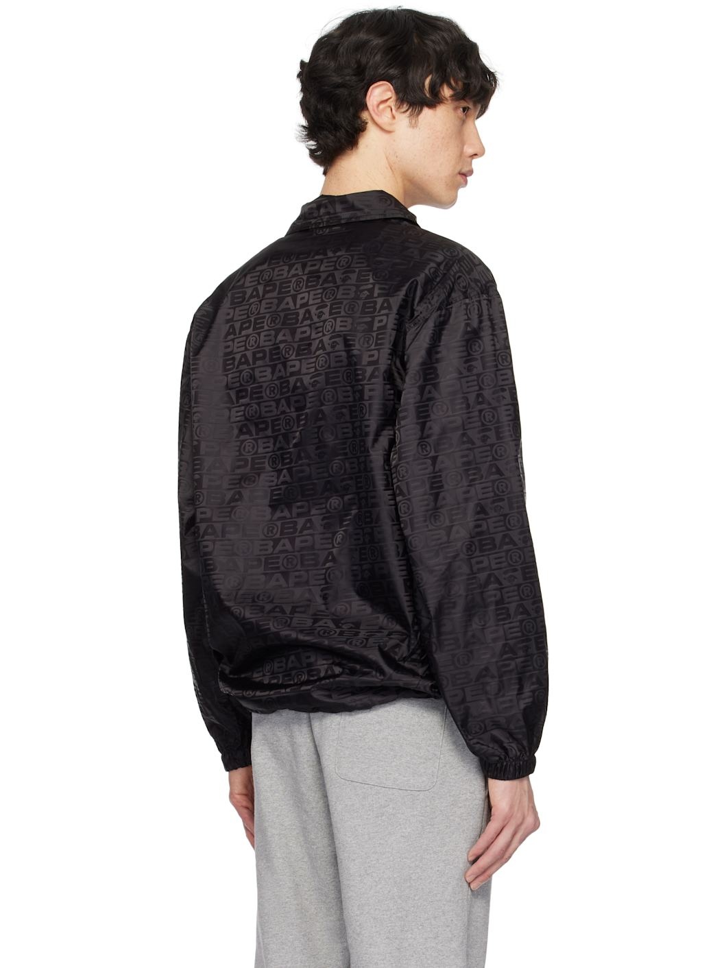 Black Lux Sport Pattern Jacquard Coach Jacket - 3