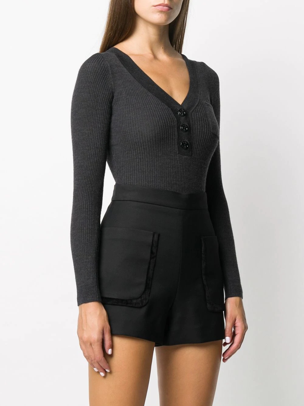 long-sleeved knit bodysuit - 3