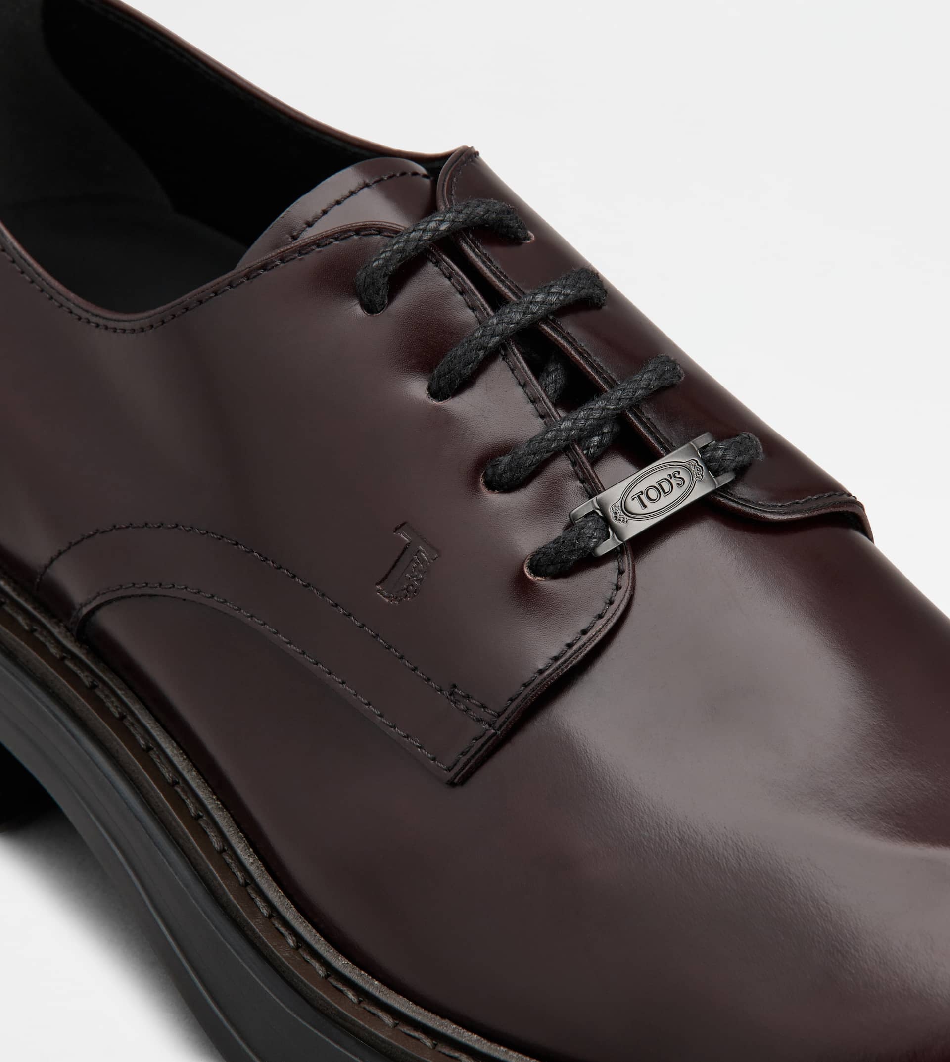 LACE-UPS IN LEATHER - BURGUNDY - 5
