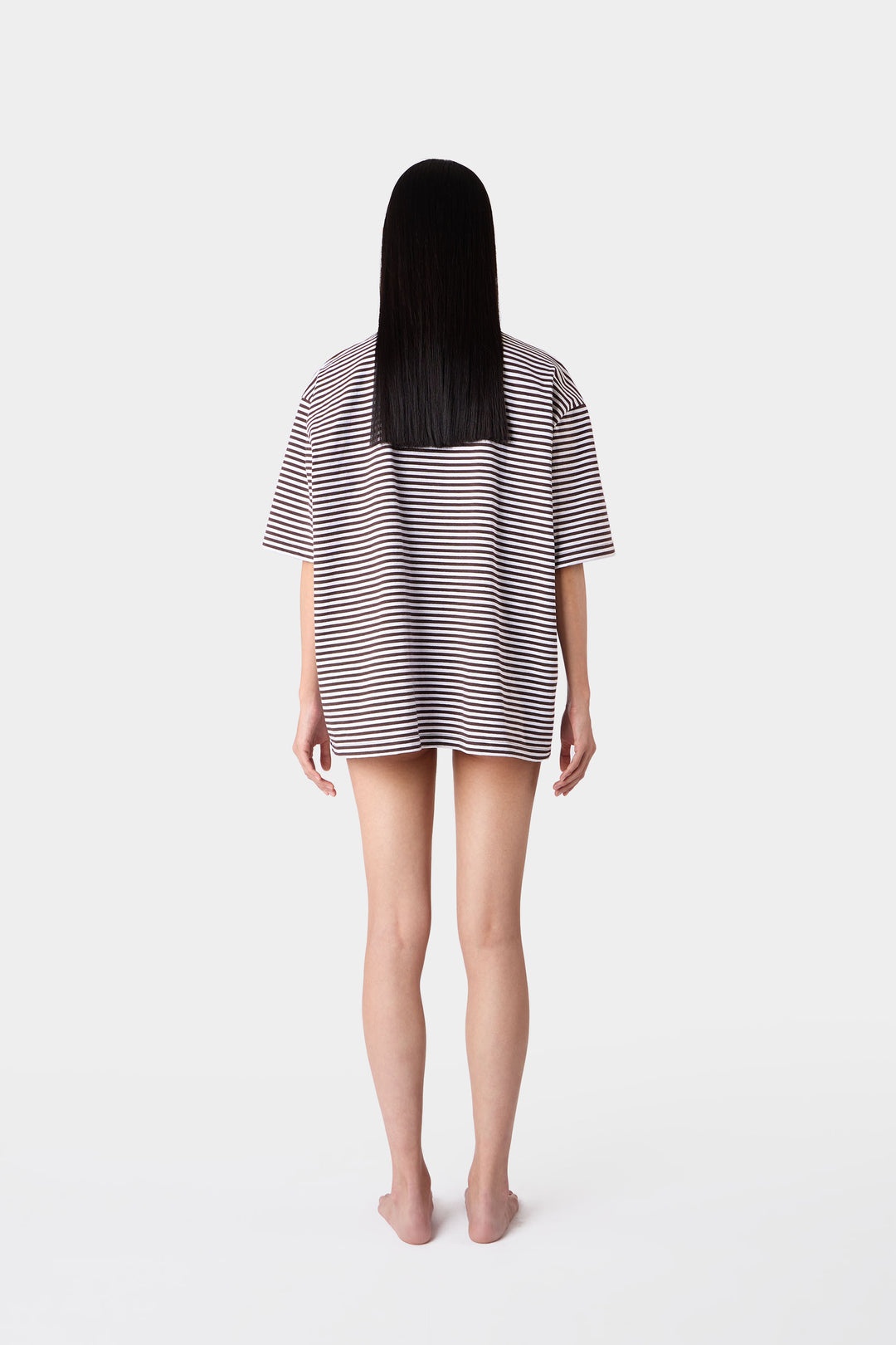 STRIPED OVER T-SHIRT / brown & optical white - 7
