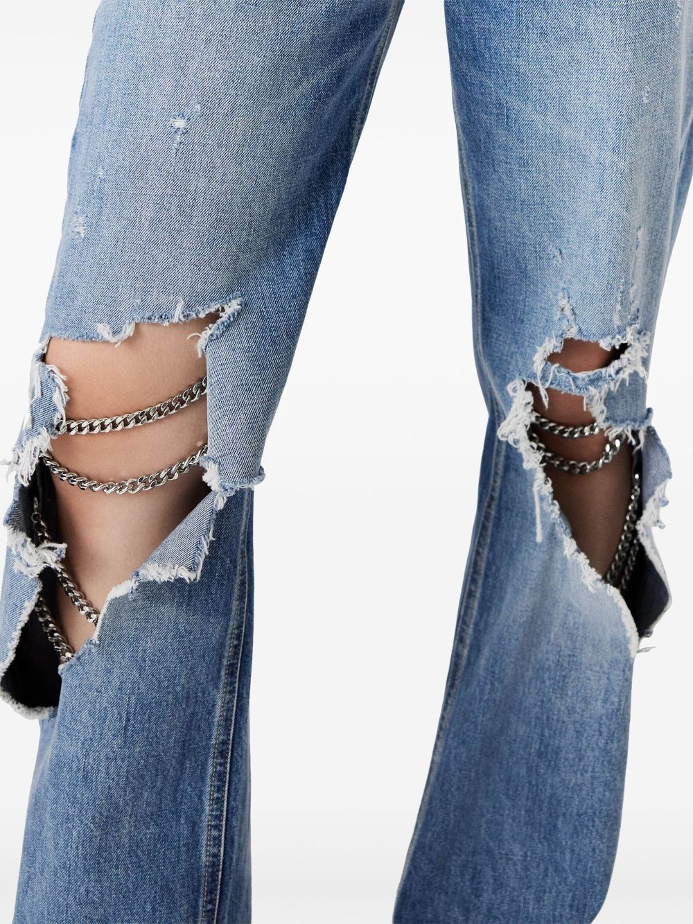 chain-detailing bootcut jeans - 6