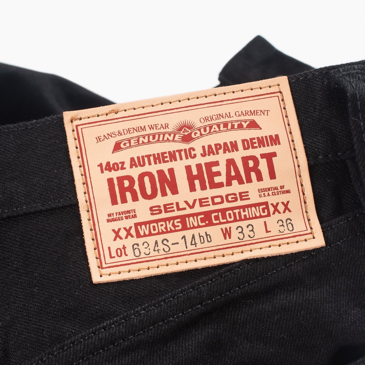 IH-634S-142bb 14oz Selvedge Denim Straight Cut Jeans - Black/Black - 9