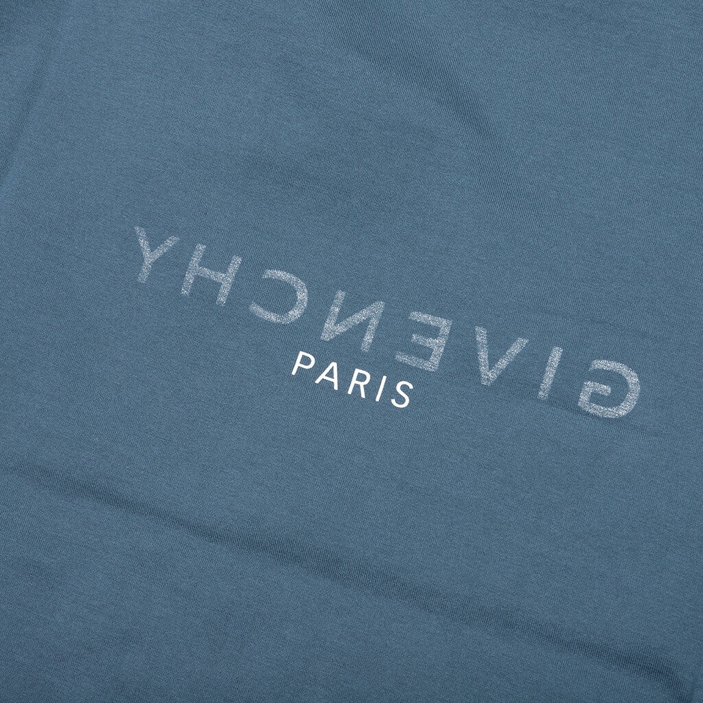 SLIM FIT REVERSE PRINT T-SHIRT - MILITARY BLUE - 4