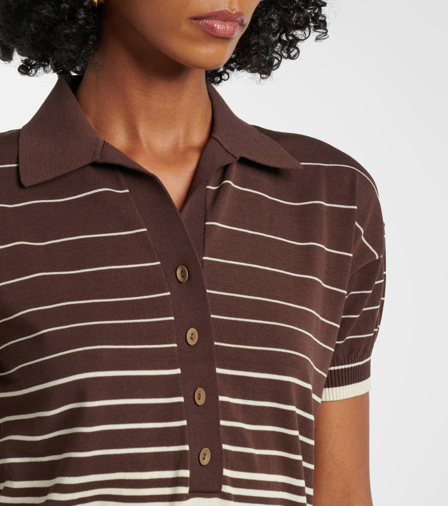 Sable striped cotton-blend polo shirt - 5