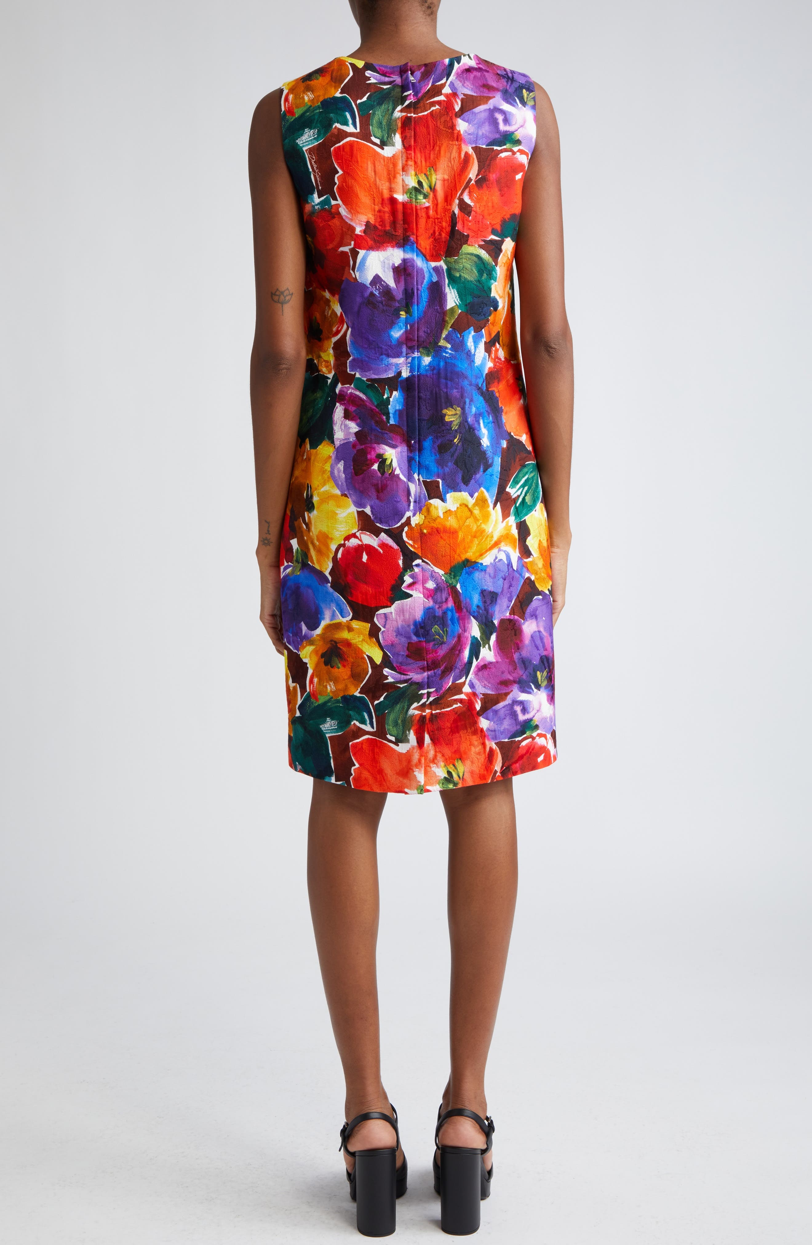 Abstract Floral Print Sleeveless Sheath Dress in Hm4Yefiori Astr. f.marrone - 2