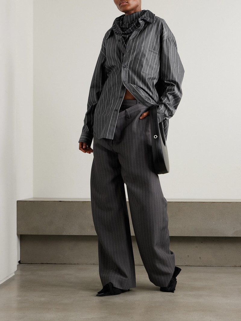 Y/Project Pinstriped Jersey-trimmed Organic Cotton-poplin Shirt outlook