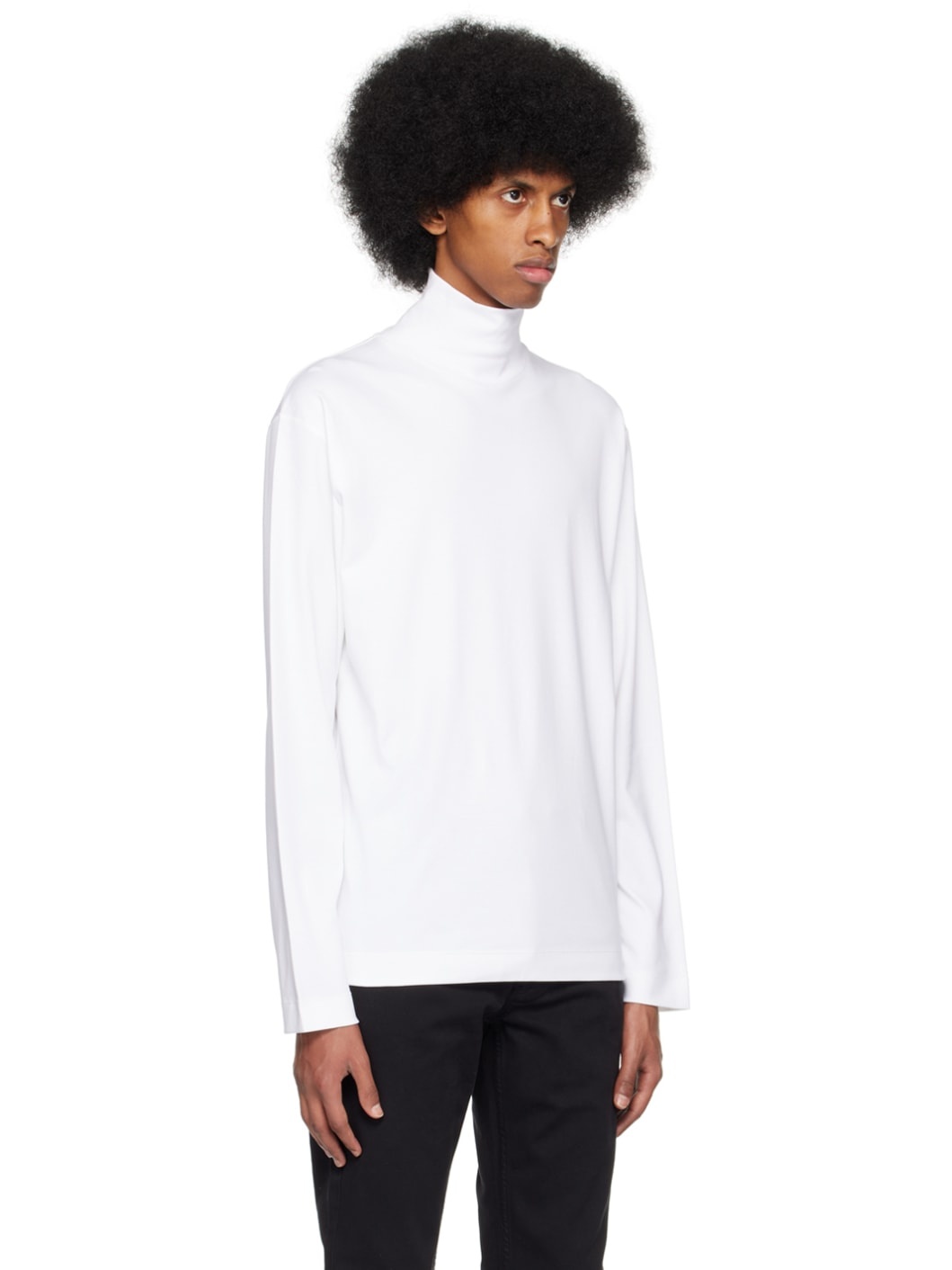 White Dropped Shoulder Turtleneck - 2