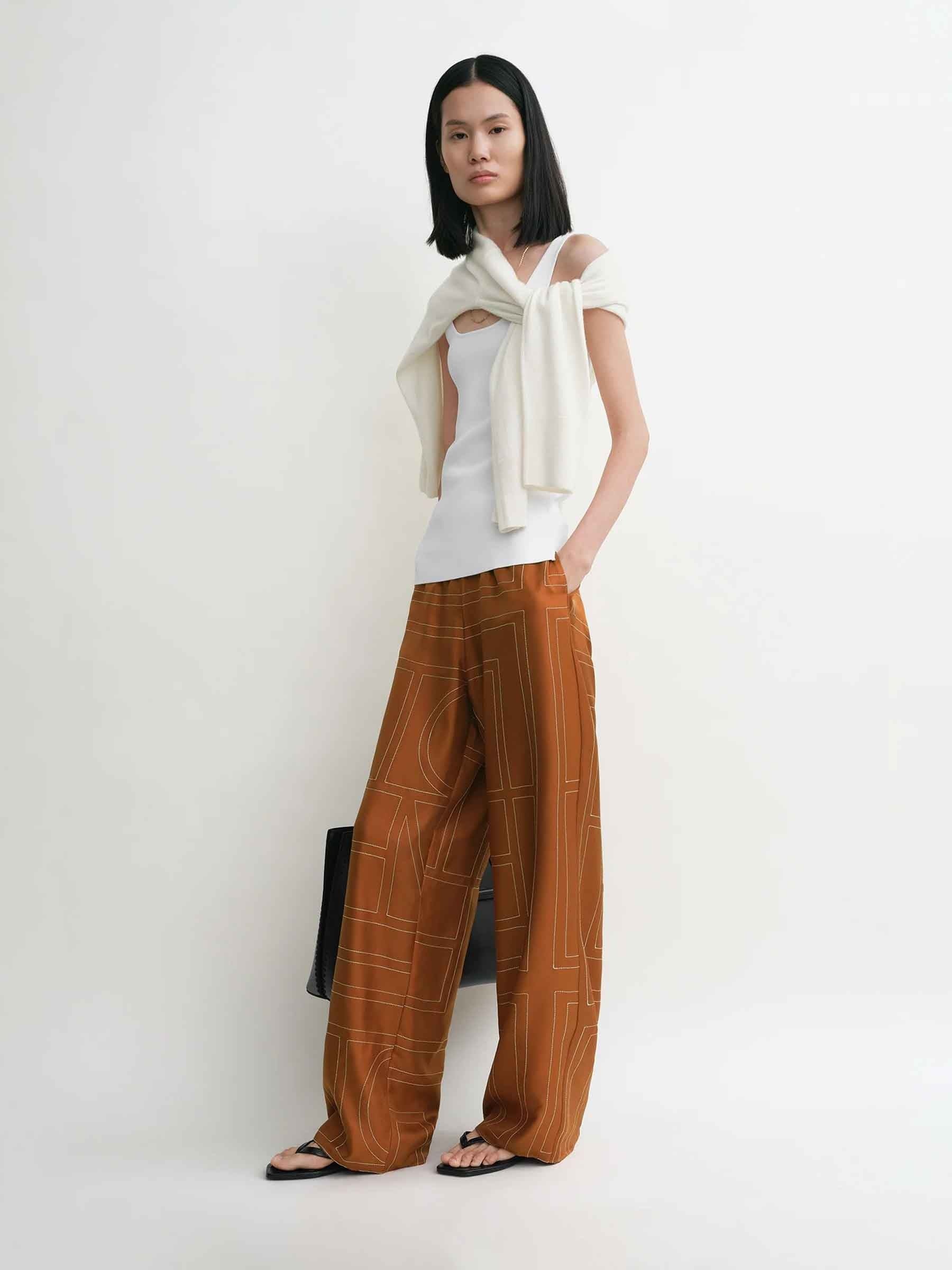 MONOGRAM SILK PANTS - 3