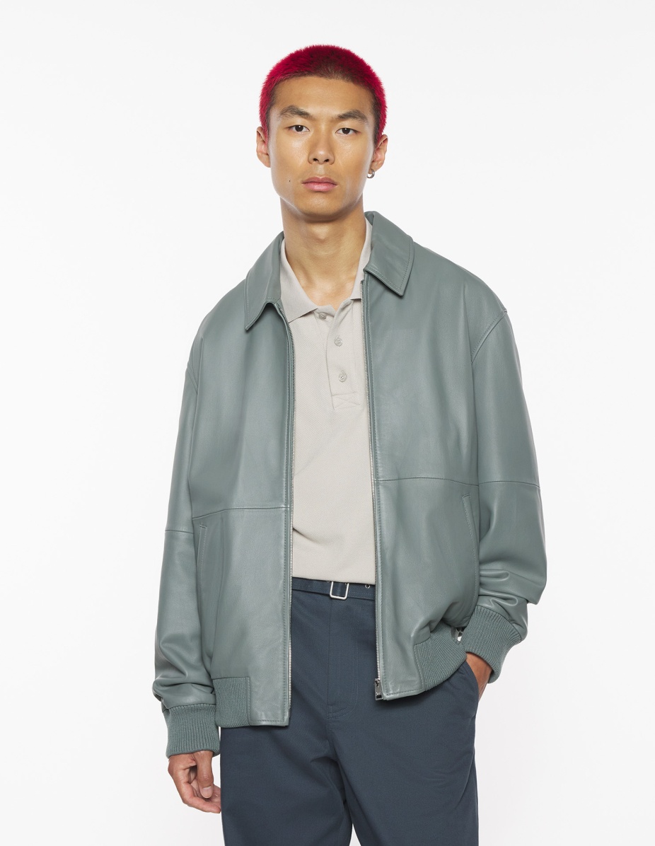 ZIPPED LEATHER BLOUSON - 3