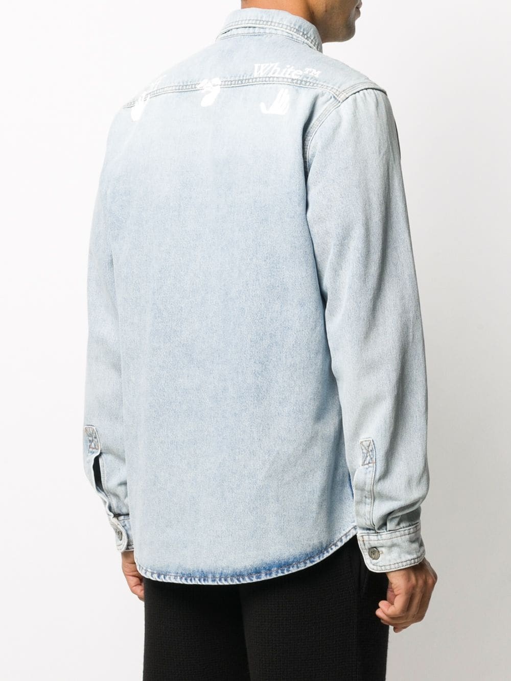 logo-print long-sleeve denim shirt - 4